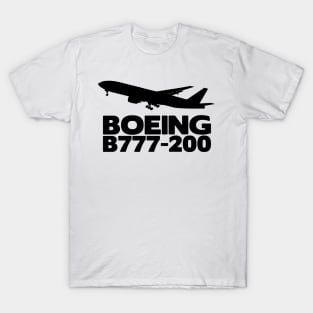 Boeing B777-200 Silhouette Print (Black) T-Shirt